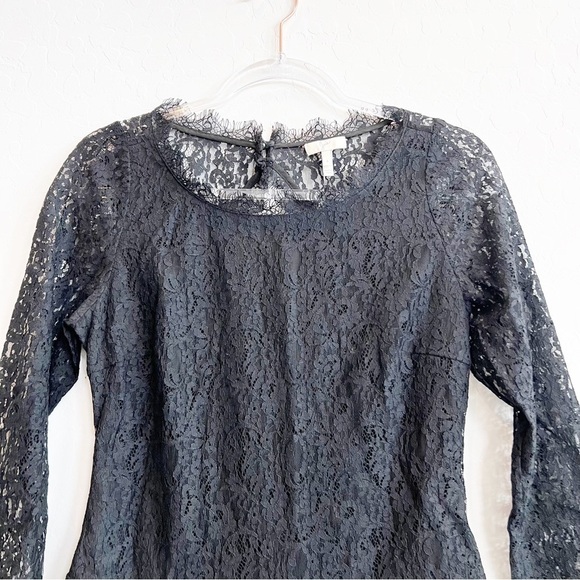 Joie Women's Nali Lace Romper Jumpsuit Cutout Back 3/4 Sleeve Black 4 - Picture 3 of 8